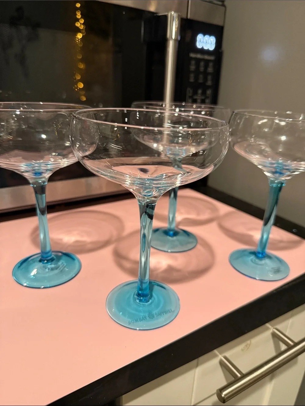 Bombay Sapphire Blue Stem Coupe Glasses - Set of 4